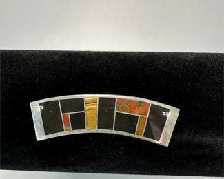 Sterling Silver And Inlay Decorative Southwestern Slide