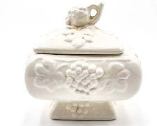 Ceramic Grape Relief Covered Trinket Dish