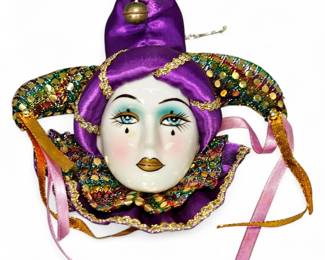 Mardi Gras Jester Mask With Porcelain Face