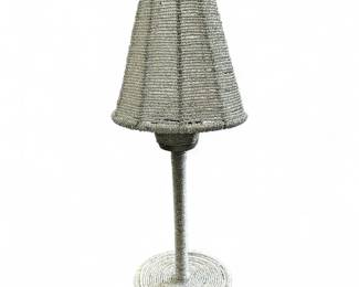 Candle Stand w/ Silver Beaded Shade and Base