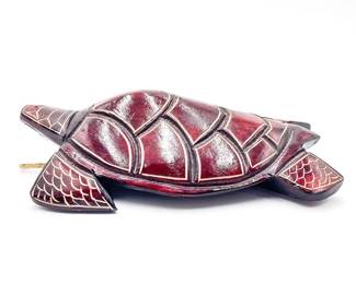 Hand-Carved Wooden Sea Turtle Wall Hanging
