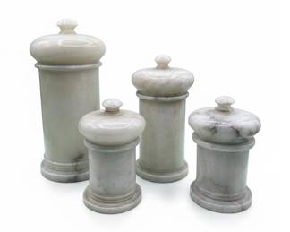 Set of 4 Graduated Turned Alabaster Apothecary Jars