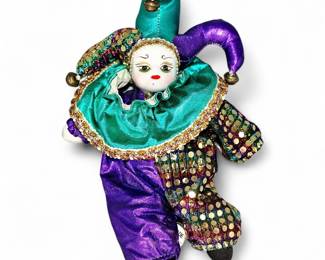 Mardi Gras Jester Doll With Porcelain Face