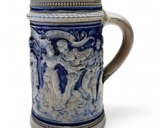 Cobalt Blue German Beer Stein w/ Gambrinus Inscription