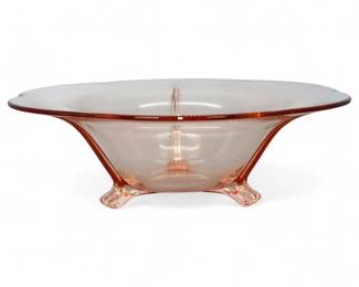 Vintage Pink Depression Glass Footed Centerpiece Bowl