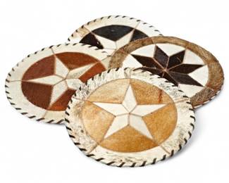 Set of Four Cowhide Drink Coasters