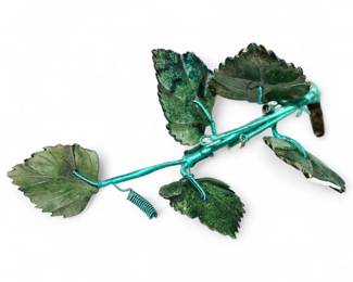 Carved Chinese Branch With Jade Leaves