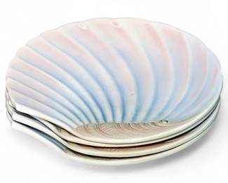 Set Of Four Vintage Italian Sea Shell Stacking Appetizer Plates