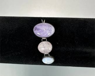 Graduated Stone Pendant In Three Shades Of Quartz