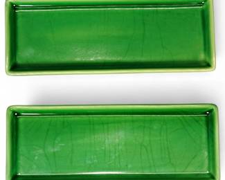 Set Of Two Williams-Sonoma Marketplace Green Rectangular Appetizer Plates