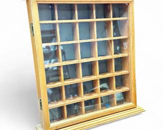 Wooden Curio Display Case With Glass Door