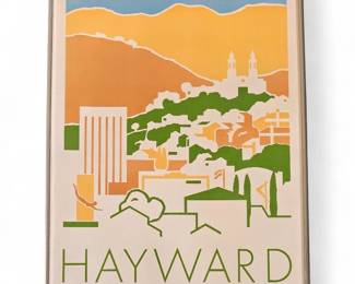 Framed Stylized Vintage Travel Poster Of Hayward, California