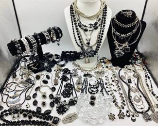 Silver tone and Black Jewelry