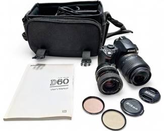 Nikon D60 DSLR Camera w/ Two Lenses & Accessories
