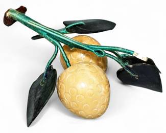 Chinese Carved Jade Strawberries With Carved Jade Leaves