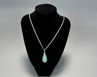 Kabana Sterling Silver Pendant Necklace With Turquoise Teardrop