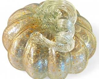 Hand-Blown Art Glass Pumpkin w/ Gold Flakes