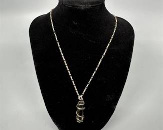 Quartz Crystal Pendant Necklace w/ Sterling Silver Box Chain