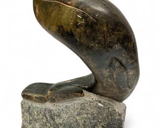 Large HEAVY Inuit Soapstone Whale Sculpture