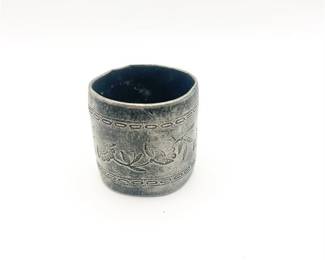Silver Plate Napkin Ring with Etched Design