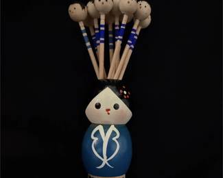 Vintage Japanese Kokeshi Doll Toothpick Holder