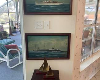 Old time boats oil on canvas $100 each