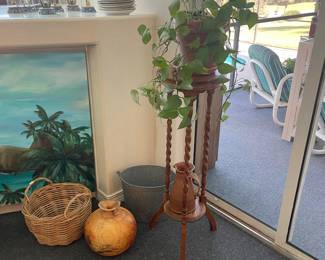 Turned wood large vase $80