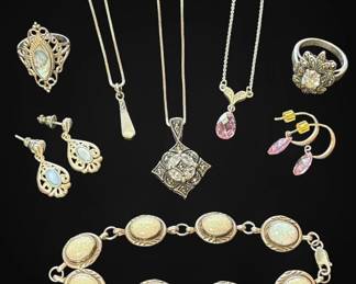 Elegant Sterling Silver Necklaces, Earrings, Rings, Bracelet 39.2g