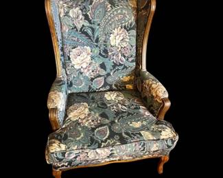 Vintage Floral Wingback Chair