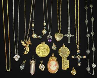 Gold SilverToned Jewelry  Avon Cameo Pendant, Heart Locket Necklace,  More