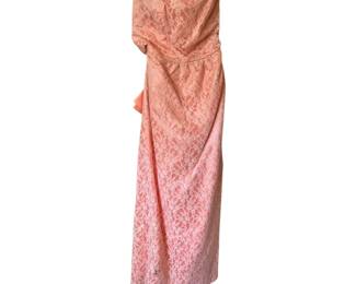 Pink Strapless Lace Bridesmaid Dress