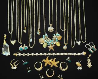 Sparkly Gold Faux Turquoise Costume Jewelry