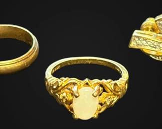 10k Gold Band, Diamond Pin, 14k HGE Diamond Ring