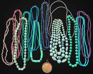 Blue Purple Beaded Costume Jewelry