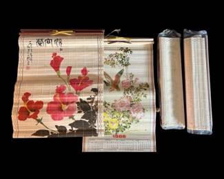 Over Five Vintage Wall Scroll Calendars Art Flowers, Birds,  Cats
