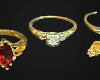 14k Gold Diamond Rings Earrings 5.90g