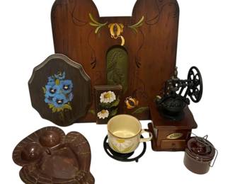 Vintage Owl Ashtray, Painted Wooden Decor, More