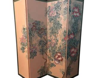 Vintage Room Divider w Asian Floral Design
