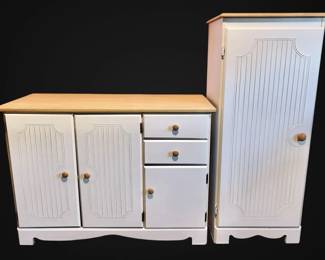 Two White Kitchen Storage Cabinets