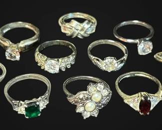 SilverToned Rings  Cubic Zirconia, Faux Pearl, Marcasite