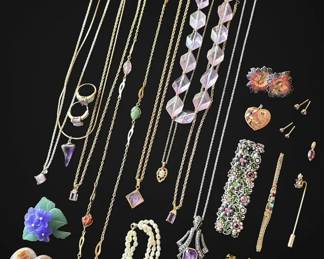 Lilac Floral Gold Costume Jewelry