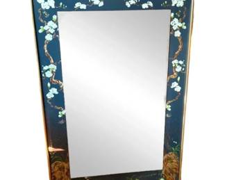 Asian Inspired Beveled, Framed Wall Mirror