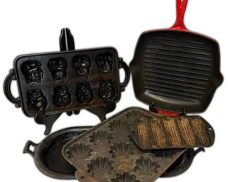 Le Creuset Red Cast Iron Skillet Vintage Cast Iron Baking Molds