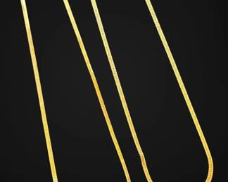 Two 14k Gold Herringbone Necklaces 5.25g