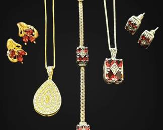 Sterling Silver Amber GoldToned Jewelry 26.1g