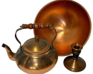 Copper Bowl, Kettle, Candleholder