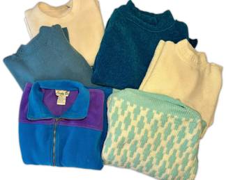 Womens Blue  Cream Sweaters Size M