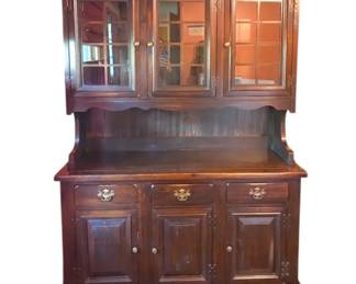 Wooden Buffet With Glass Front Hutch