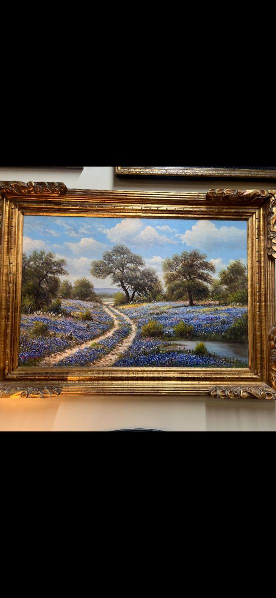 Fabulous Large, William Thrasher oil on canvas blue bonnets will be available Monday ! If any interest call me 214-842-0096