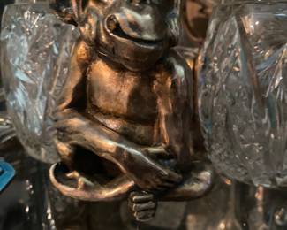 Fabulous silver, and ruby eyed monkey, cigarette lighter Russian Russian Hallmark’s on back and bottom